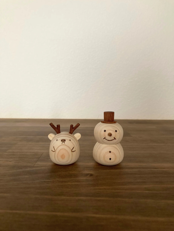 まんまるトナカイと雪だるま その他置物 NuKuNoKi [ぬくの木] 通販