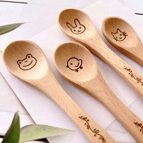 名入れ プレゼント 木のスプーン みよし漆器本舗 天然木製 彫刻名入れ マルチスプーン ペアセット（2本