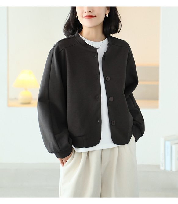 丸首   ジュアル ジャケット 長袖 カーディガンコートレディース 7枚目の画像