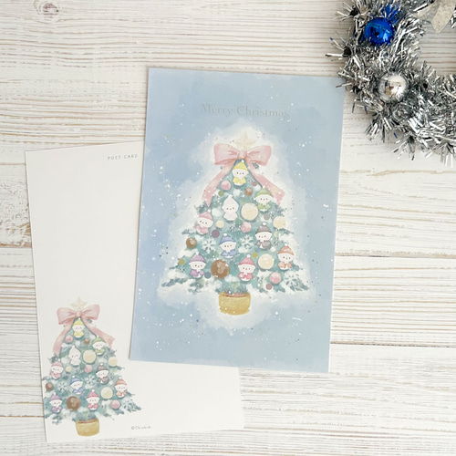 スノーシルバーに輝くクリスマスツリー ポストカード 2枚 ポストカード