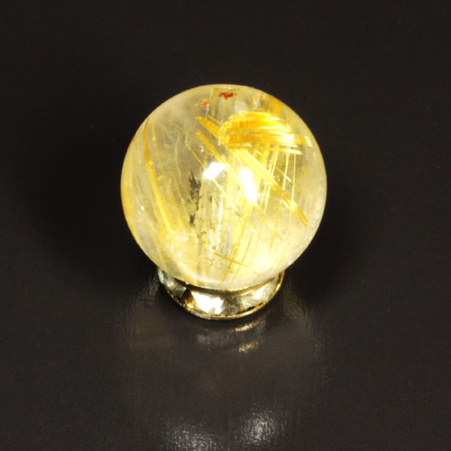 天然水晶球 極上珍品守護石★金針水晶❣️太陽発射ルチルクォーツ★金の花火★ 重なり合う金針がカッコいい】10ミリ 一点物 1粒売り ゴールド