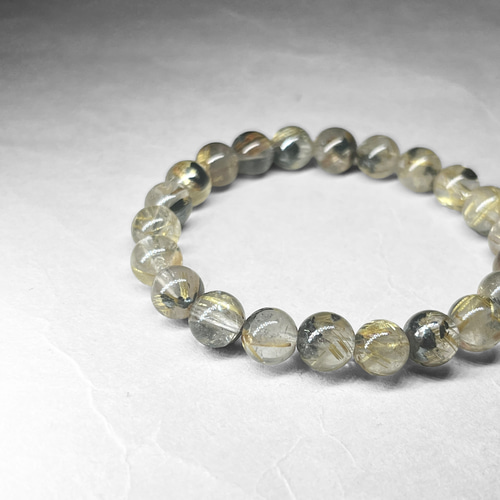 ヘマタイトインタイチンルチルブレスレット 7mm A hematite in titin rutile bracelet / ヘマタイトイン