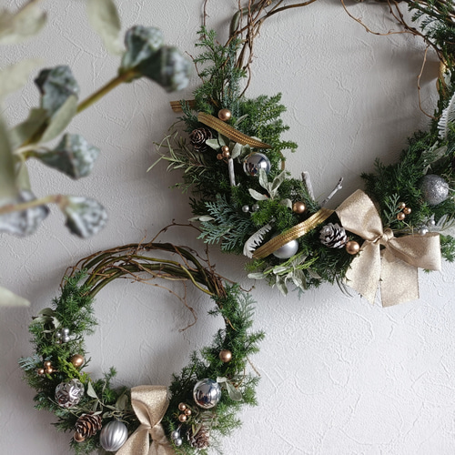 ゴールドシャビーなクリスマスリース Gold 早割クリスマス2025