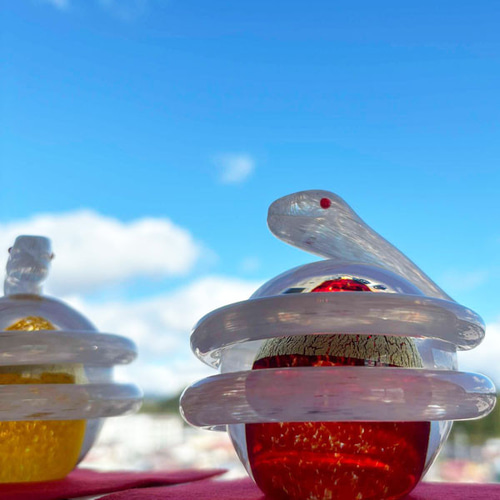 白蛇　ガラス細工 白蛇 ガラス細工