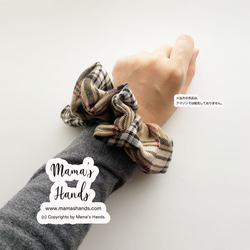 人気⭐️/ヘアゴム 青 チェック柄 シュシュ ギンガムチェック柄シュシュ ヘアアクセサリー ヘアゴム[品番