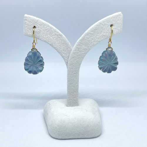 ラピスラズリ マザーオブパール トリプレット ペアシェイプ ピアス