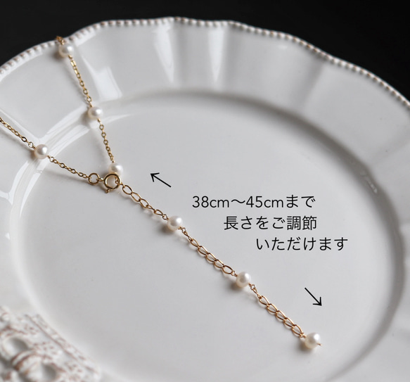 金アレ対応◆長さ調整可能・淡水パールのステーションネックレス 7枚目の画像