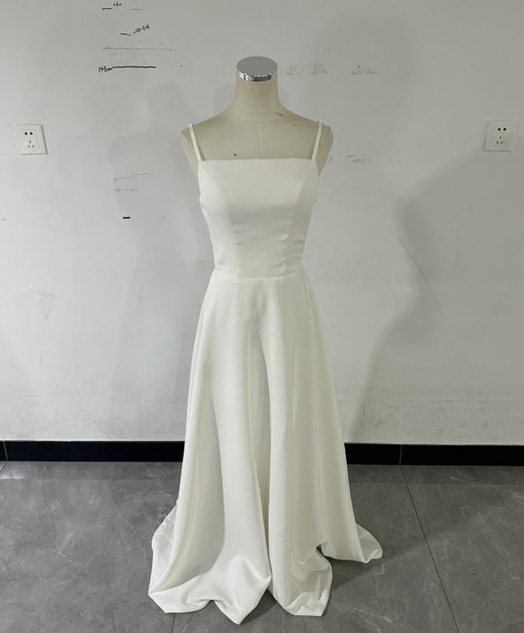 キャミソール オフホワイト パーティードレス スクエアネック  