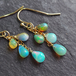 極上 プレシャスオパール ブラックカラーオパール ピアス イヤリング