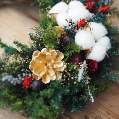 毎年飾れるクリスマスリース 2024 新作 プリザーブドフラワー minoka