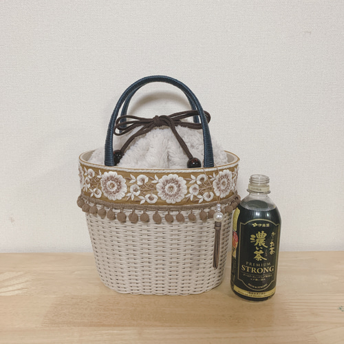 ⭐︎送料込み⭐︎ おなインド刺繍リボンのカゴバック かごバッグ