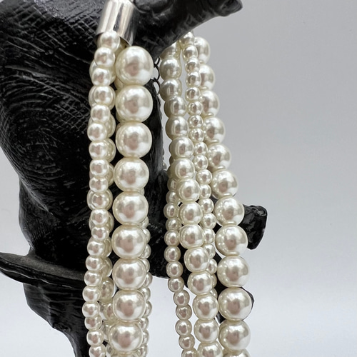 4連 パール】人と差がつく華やかパールネックレス 冠婚葬祭 普段使い  