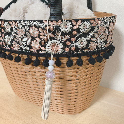 ⭐︎送料込み⭐︎ おなインド刺繍リボンのカゴバック かごバッグ