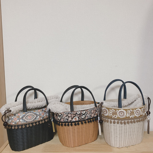 ⭐︎送料込み⭐︎ おなインド刺繍リボンのカゴバック かごバッグ