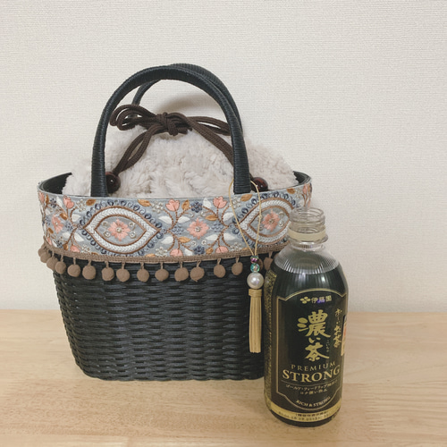 ⭐︎送料込み⭐︎ おなインド刺繍リボンのカゴバック かごバッグ