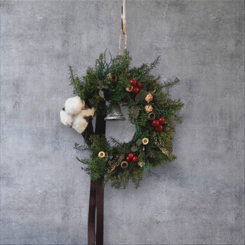 早割クリスマス2024】クリスマスリース 縦16㎝ プリザーブドフラワー