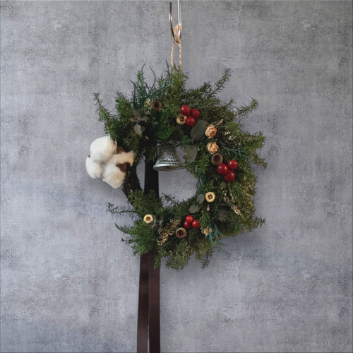 早割クリスマス2024】クリスマスリース 縦16㎝ プリザーブドフラワー