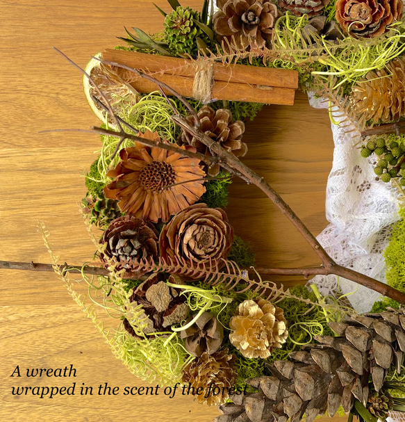 森をイメージした ナチュラルリース 25センチサイズ ドライフラワー