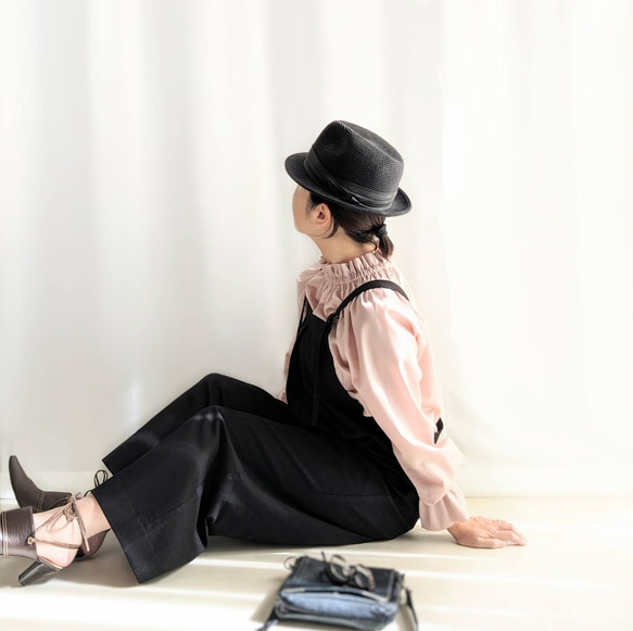 【全５色（ブラック）】大人のためのサロペットパンツ（ブラック　コットンツイル） 8枚目の画像