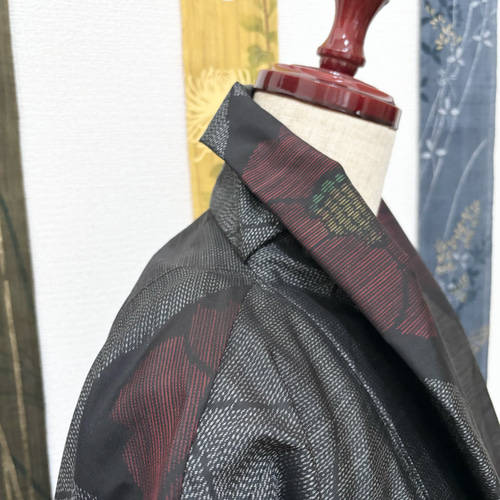 大島紬で作ったコート 寒椿 コート Lotus*Musashi 通販｜Creema 