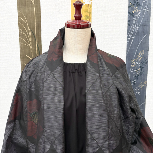 大島紬で作ったコート 寒椿 コート Lotus*Musashi 通販｜Creema 