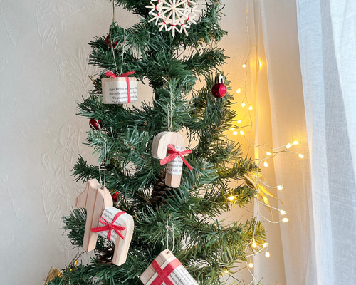 クリスマスオーナメント5点セット【木と麦わら】北欧 オーナメント