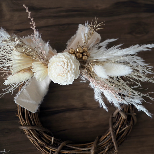 3日以内発送] 2WAYしめ縄飾りと1年中飾れるフラワーリースの2セット