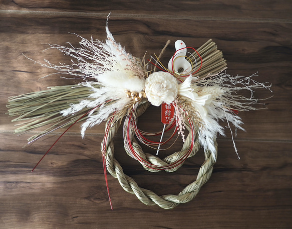 3日以内発送] 2WAYしめ縄飾りと1年中飾れるフラワーリースの2セット