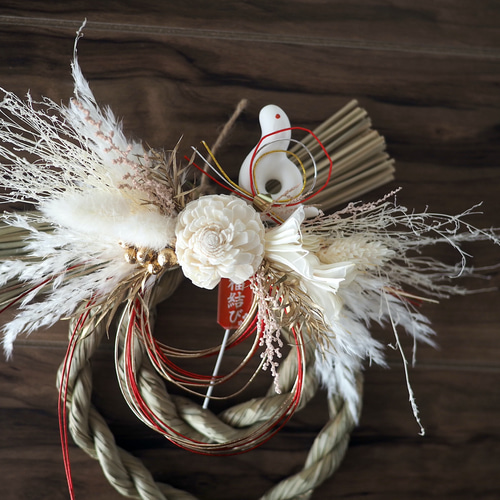 3日以内発送] 2WAYしめ縄飾りと1年中飾れるフラワーリースの2セット