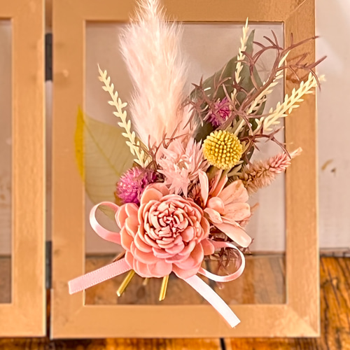 フラワーフォトフレーム ブーケスタイル ピンクS フォトフレーム・写真