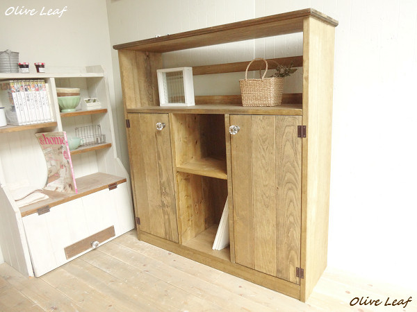 サイズオーダー可！○2扉ローキャビネット○無垢材ナチュラルブラウン