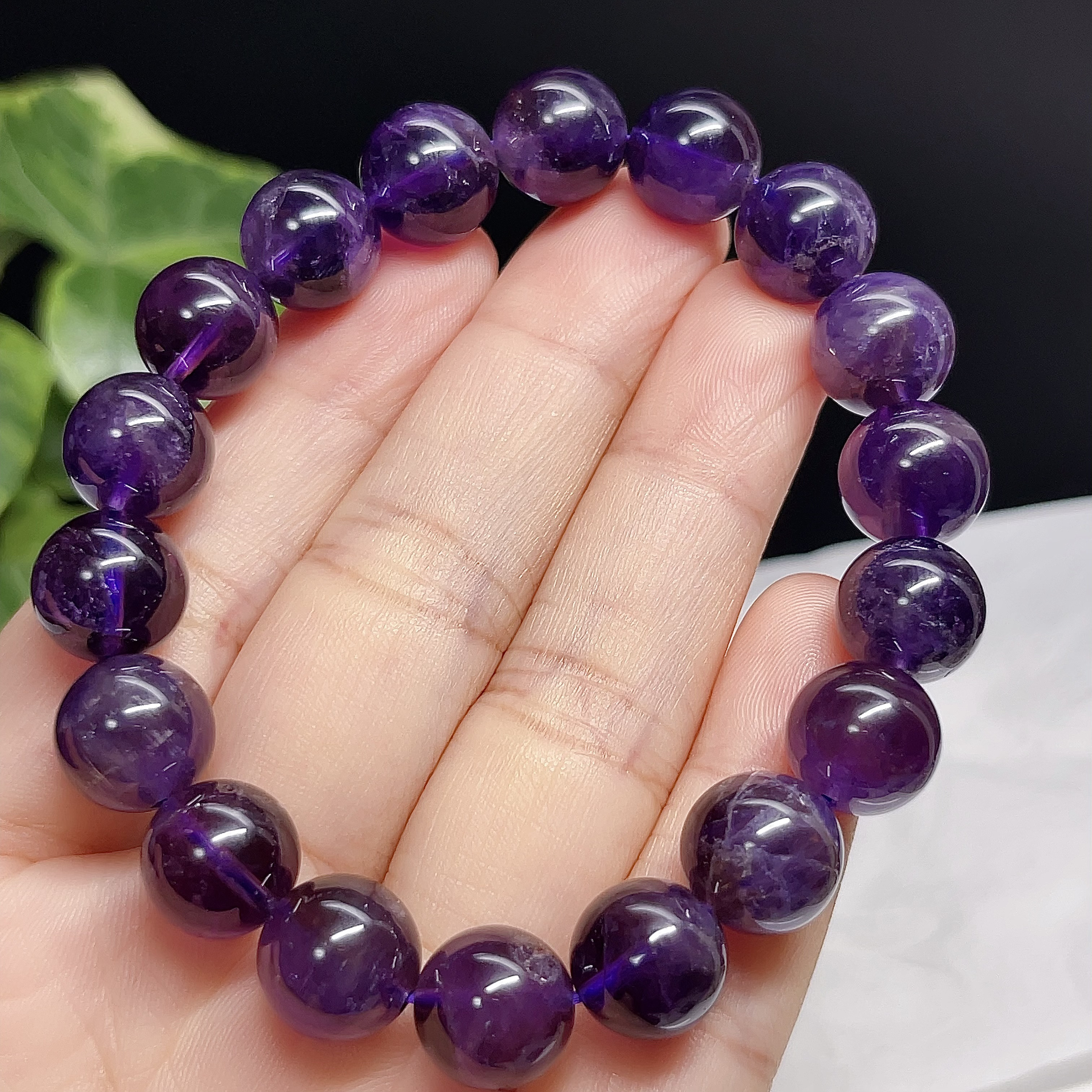 ❣️感謝BIGセール❣️アメジスト　紫水晶　ディープパープル　アメシスト　ブレスレット　水晶  【超美品】  4