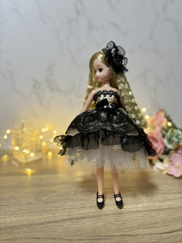 ドール服 シャンパンゴールドの2wayドレス ※リカちゃん ドール服 シャンパンゴールドの2wayドレス ※リカちゃん