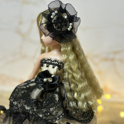 ドール服 シャンパンゴールドの2wayドレス ※リカちゃん ドール服 シャンパンゴールドの2wayドレス ※リカちゃん