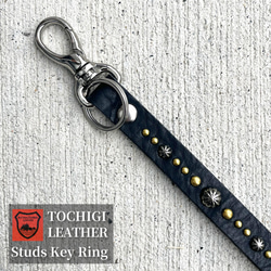 栃木レザー スタッズウォレット コンパクト財布 二つ折り財布