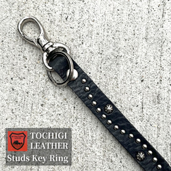 栃木レザー スタッズウォレット コンパクト財布 二つ折り財布 ［WL-001