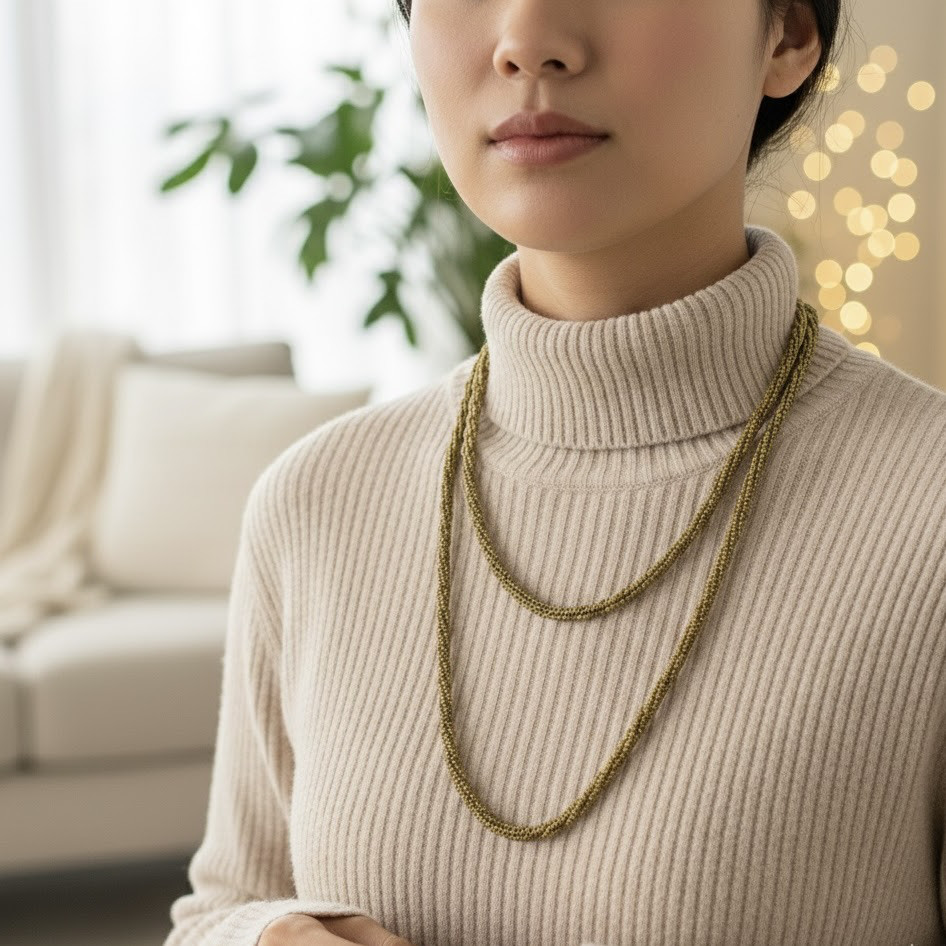 120cmミミール・カー　ロングネックレス(パープル系)　l-bdze2003n