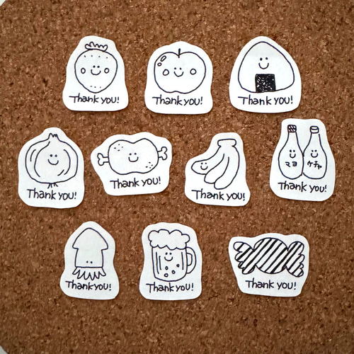 モノクロthankyouフレークシール＊ シール・ステッカー ponzu 通販
