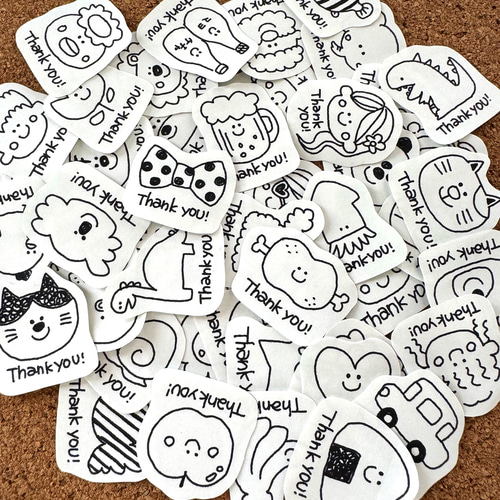 モノクロthankyouフレークシール＊ シール・ステッカー ponzu 通販