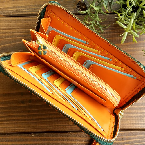 ほぼ新品未使用　PORTER ラウンドファスナー　長財布　オレンジ 長財布 ラウンドファスナー 大容量 カード25枚収納 仕分け やりくり