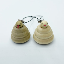 干支 巳 まる~い 木製ストラップ 蛇【白へび、緑へび】干支 10枚目の画像