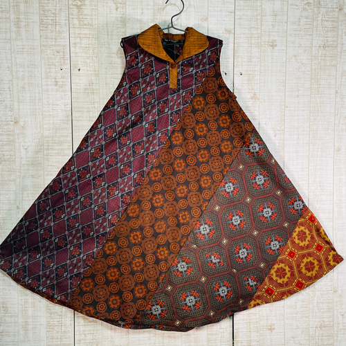 オレンジ系＆茶系数種類の正絹大島紬でショールカラーテントライン  