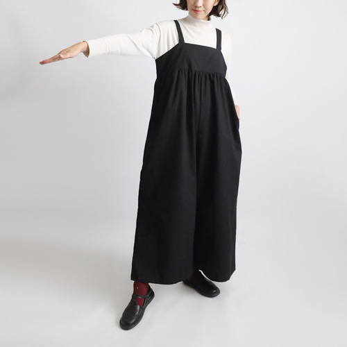 ラスト1 最終SALE 後ろリボン サロペット ワイド パンツ