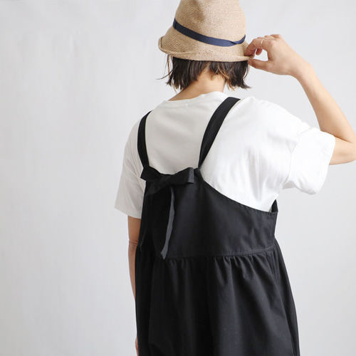 ラスト3 最終SALE 後ろリボン サロペット ワイド パンツ
