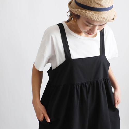ラスト4 最終SALE 後ろリボン サロペット ワイド パンツ