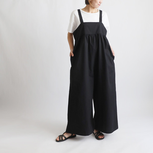 ラスト3 最終SALE 後ろリボン サロペット ワイド パンツ