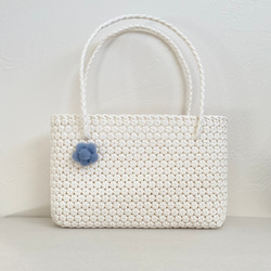 クラフトバンドのかごバッグ【花結び】スノーホワイト かごバッグ