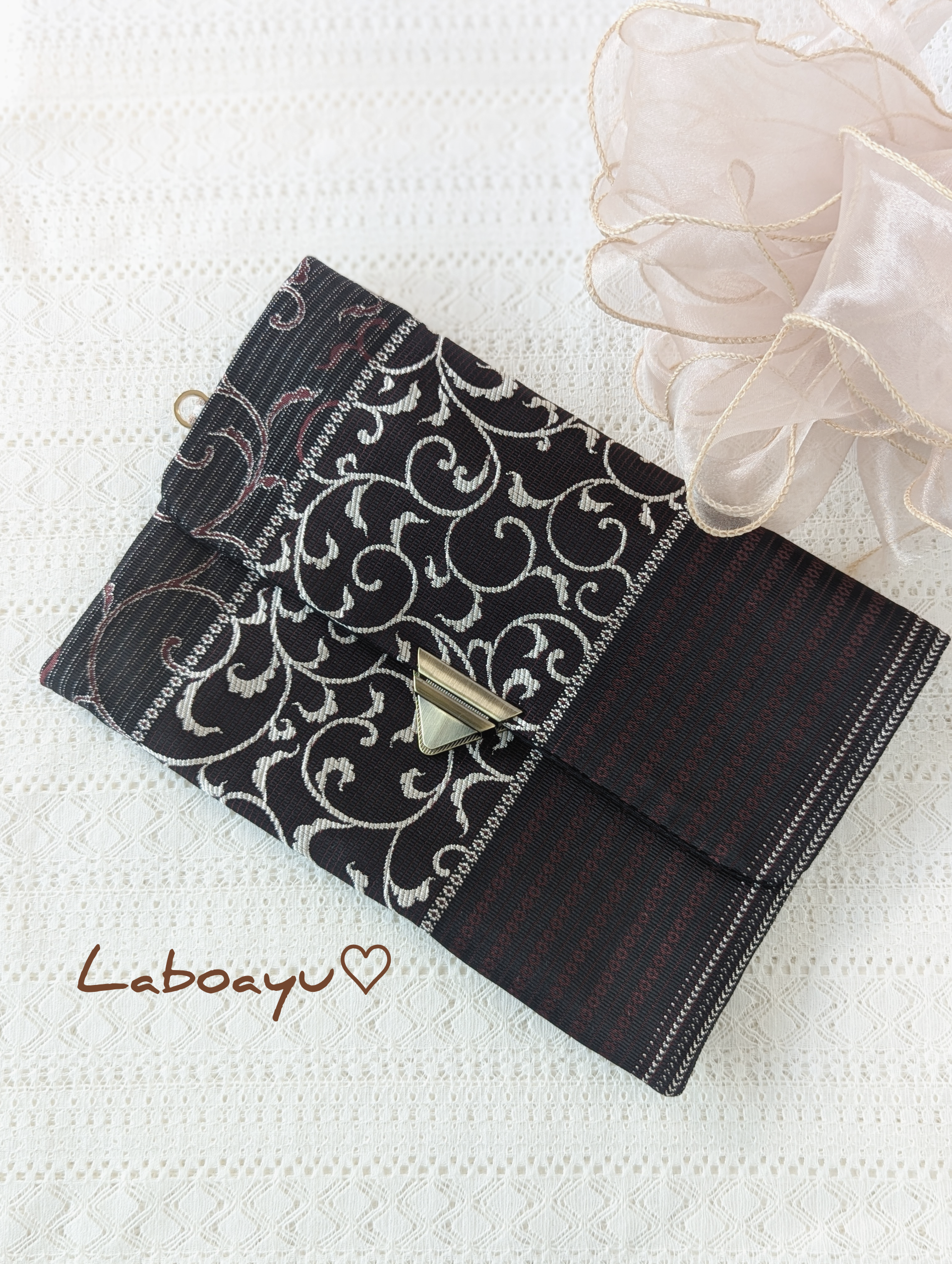 Laboあゆオリジナル〈woodながま口クラッチバッグ〉 4822 ファッション Laboあゆオリジナル〈woodながま口クラッチバッグ〉