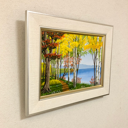 絵画 原画 風景画 肉筆 キャンバス F6 『湖に映る秋』 - 絵画 絵画 原画 風景画 肉筆 キャンバス F6 『湖に映る秋』 - 絵画