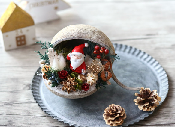 ブッダナッツのクリスマスアレンジ☆幸せを呼ぶ木の実 クリスマス